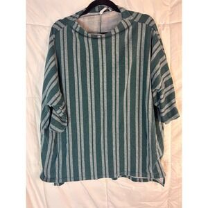 PIPHANY Womens Green Gray Striped Tunic Top Oversized 3X
